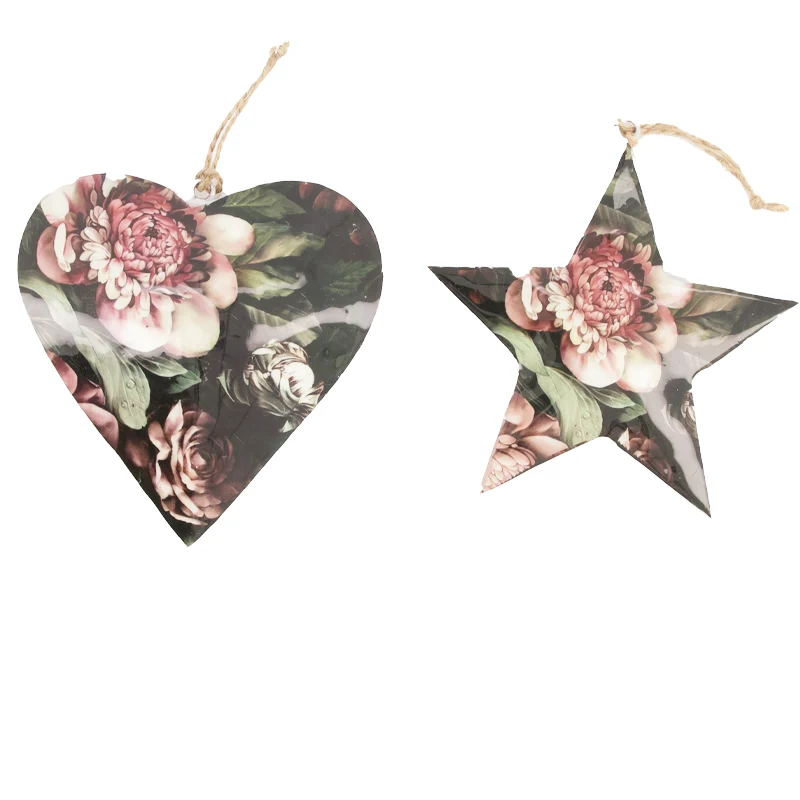 Hanger heart/star metal 15x15cm Mixed