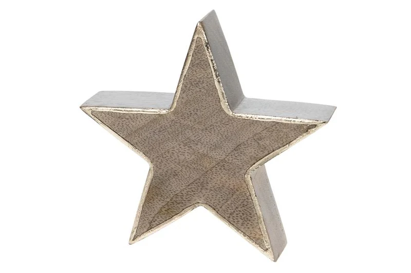 Star mango wood 15x3.5x15cm Natural/Gold