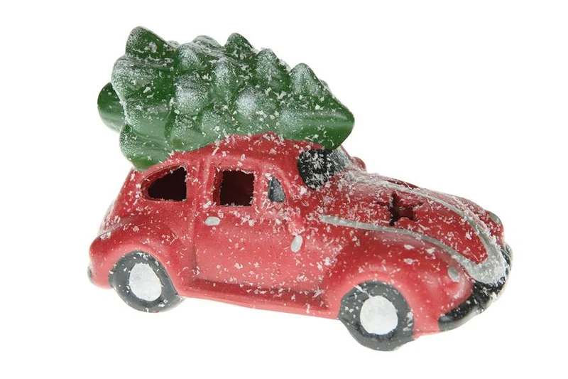 Car with light ceramic 14x7.5x9cm Red/Green