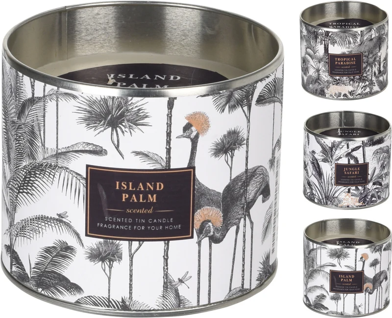 KAARS IN ZINK POT ''TROPICAL'' 10CM 3 ASSORTIE