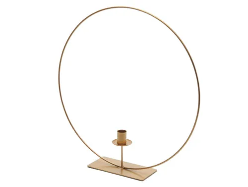 Metal ring on base 50cm gold + candle holder