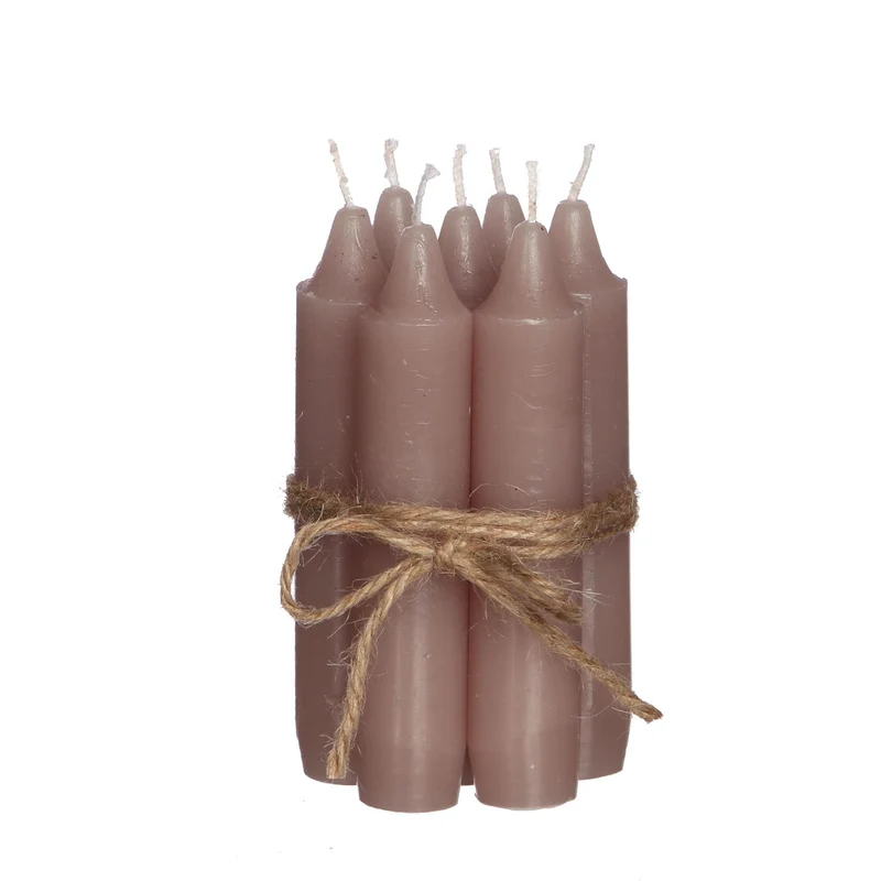 mauve pink taper candle h.11 cm set 7