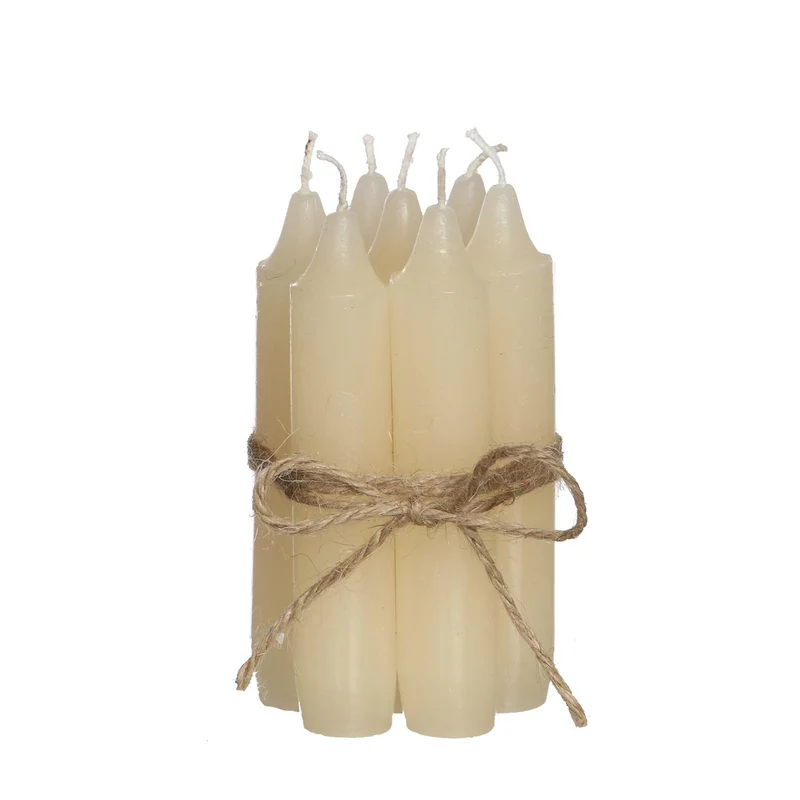 creme taper candle h.11 cm set 7