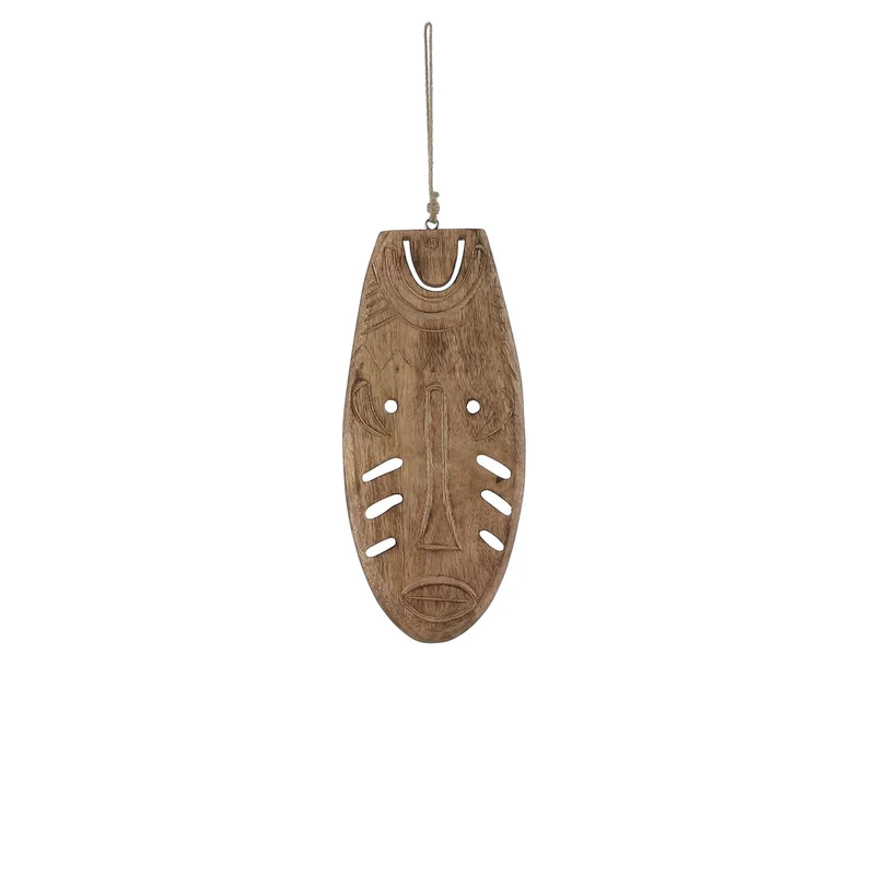 Mistique decoratie hanger masker bruin - l17xh37cm