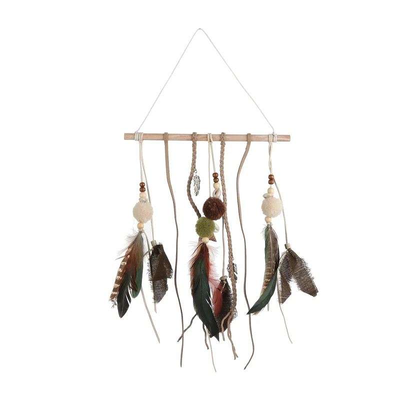 Decoratie hanger veer bruin - l1xb24xh34cm