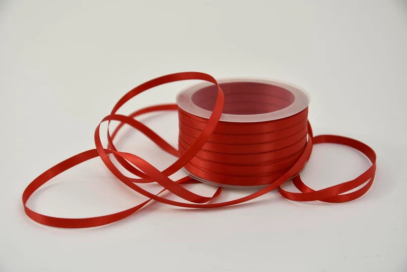 Satijnlint 6 mm x 50 mtr rood