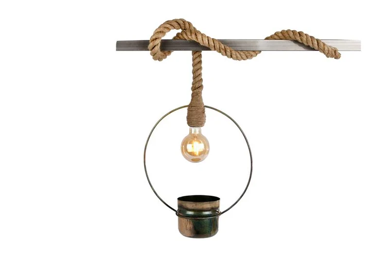 Hanglamp rond "Luca" oud groen metaal 36x30x11cm