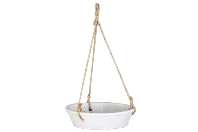 Hanging plate terra cotta 19.5x19.5x4.5/36cm White