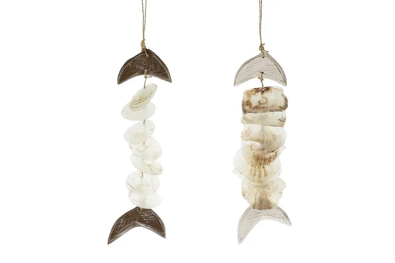 Hanger fish with shells 15x60cm 1pc Mixed