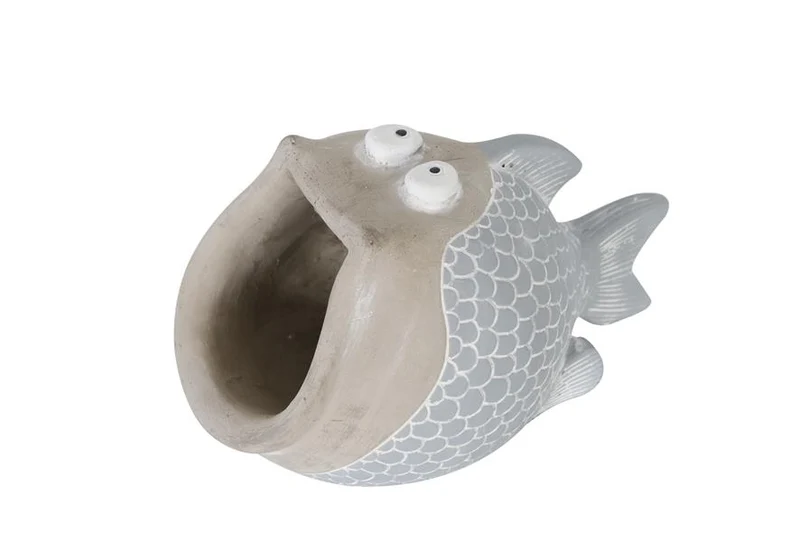 Planter fish cement 20x12.5x11.5cm Light grey