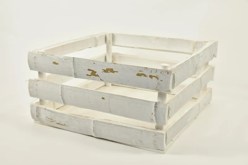 Krat Bamboo vierkant 30x30x15,5cm white-wash