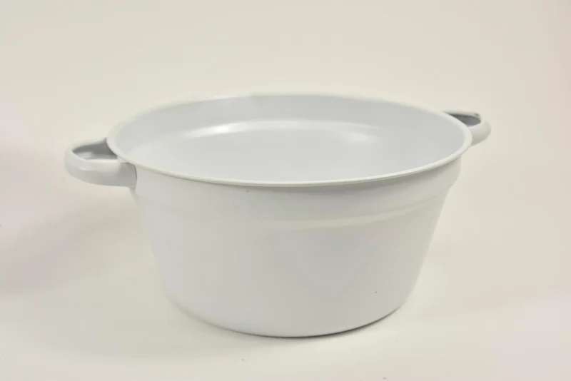 Zinken teil met handvaten matwit D25 H12cm