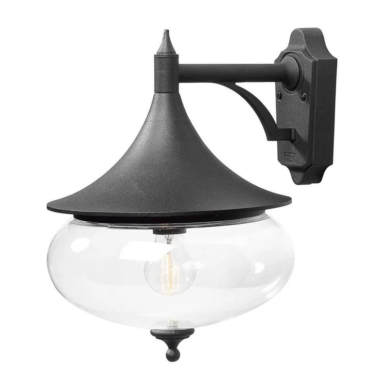 Libra Außen-Wandleuchte Schwarz, klares Glas