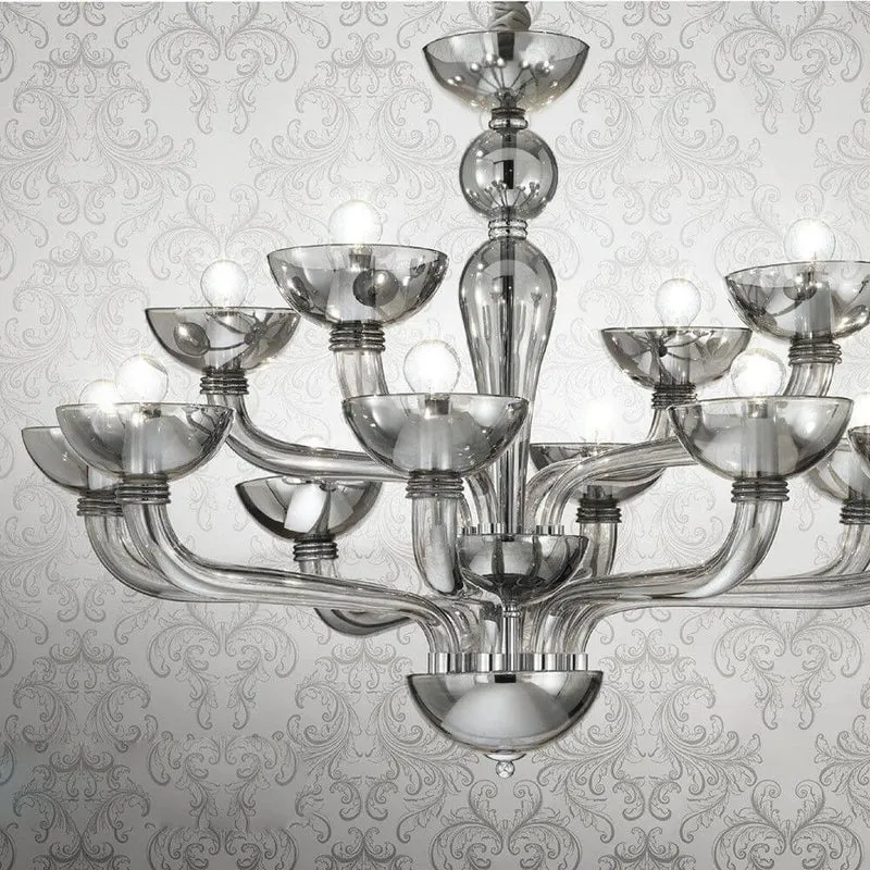 Casanova mundgeblasener Glas-Lüster 90cm Chrom, Klar