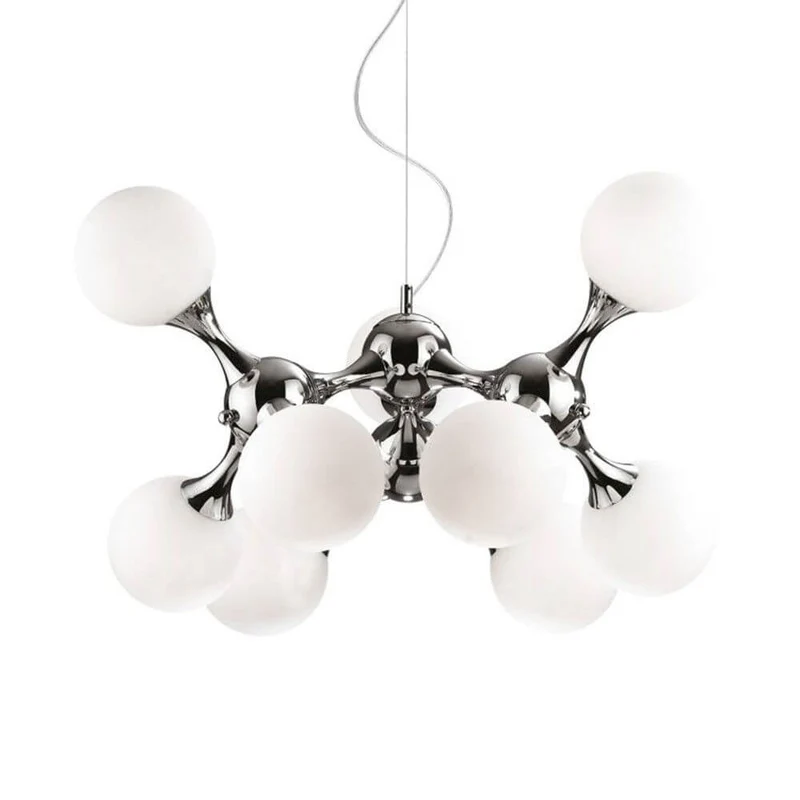 Nodi Pendelleuchte mit 9 Kugelgläser Ø 80cm Chrom