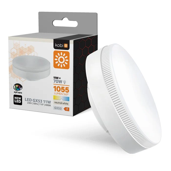 LED Lamp GX53 11W=70W - 1055 Lumen - koelwit 4000K - 110° - 230V