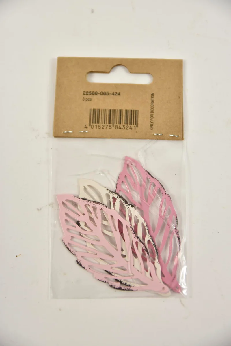 Hangers blad metaal rozemix 3 stuks 6,5cm