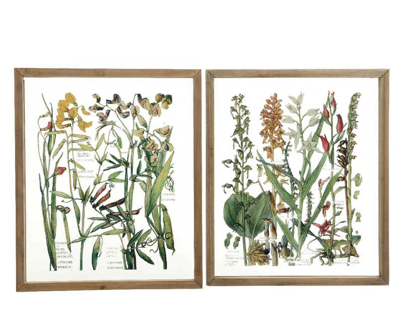 MDF painting w flowers 2ass natural 33x39x2cm