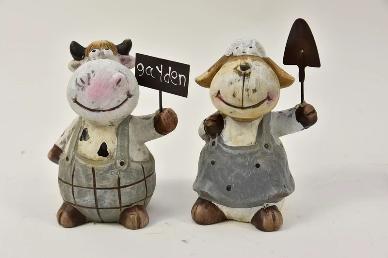 Schaap of koe staand XL - 15cm - 2 assortie - per stuk