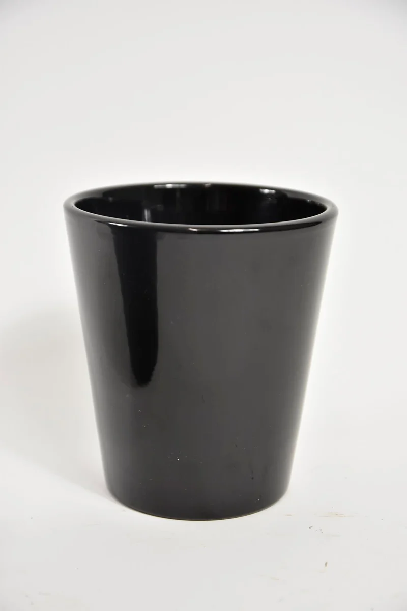 Konische (orchidee) vaas zwartglans 15cm serie 441