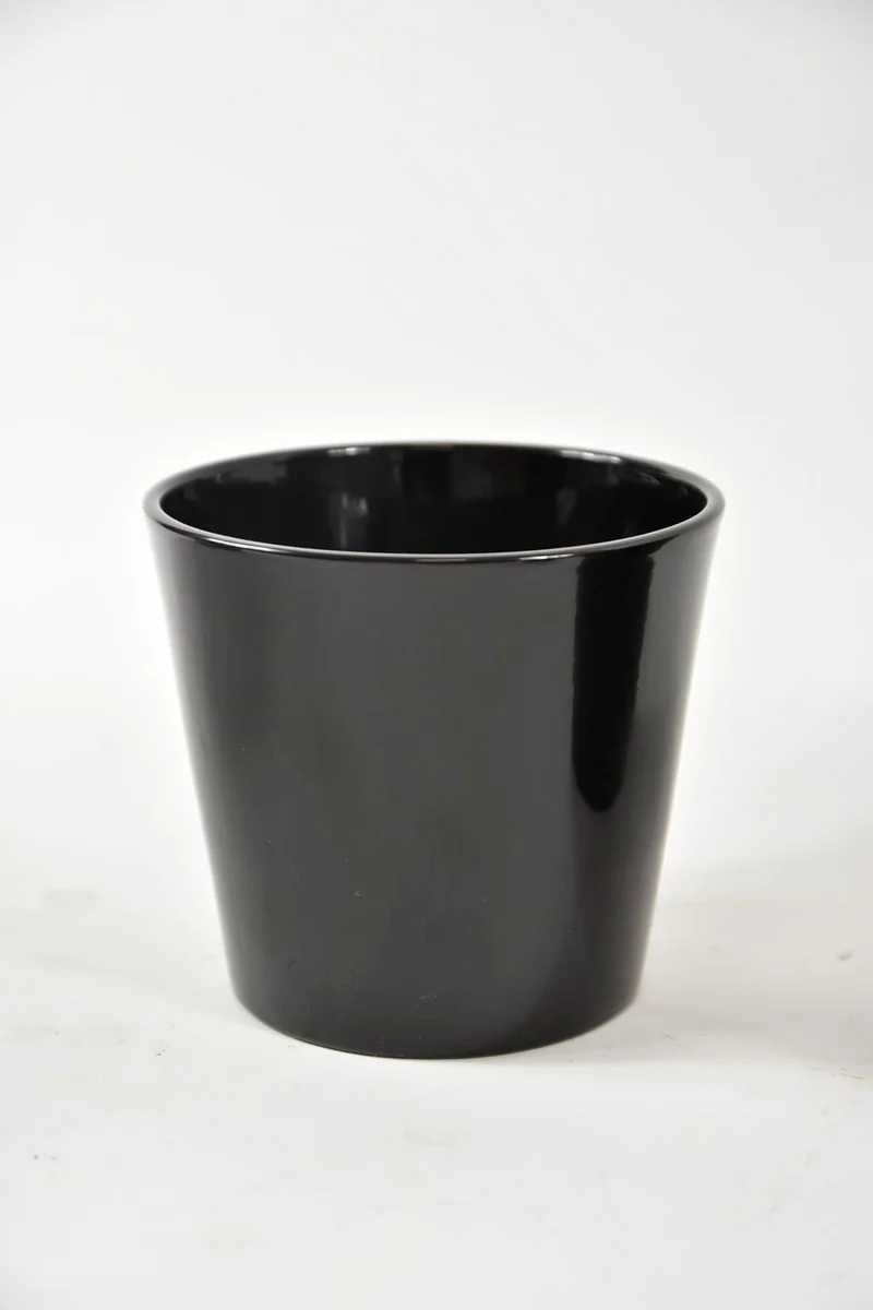 Konische pot zwart glans 15 cm serie 440