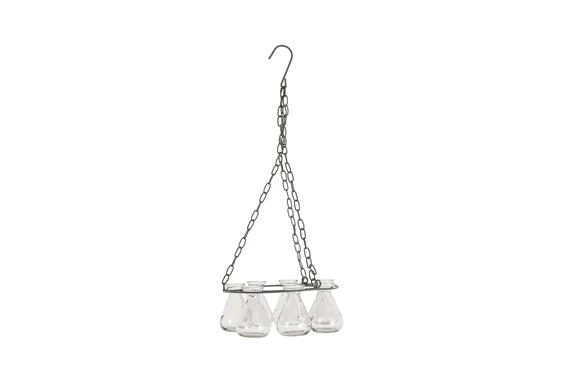 Bottles in hanging frame glass / metal 24x24x10cm Grey