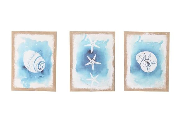 Wall art "Shells" linen 29x39x2.5cm Multi