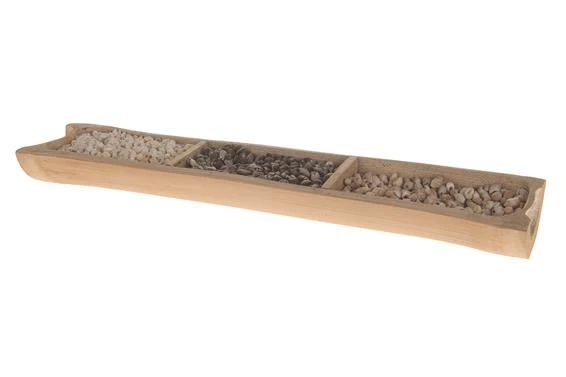 Bamboo boat with 3 kinds of shell 150gr each 15-18x5cm