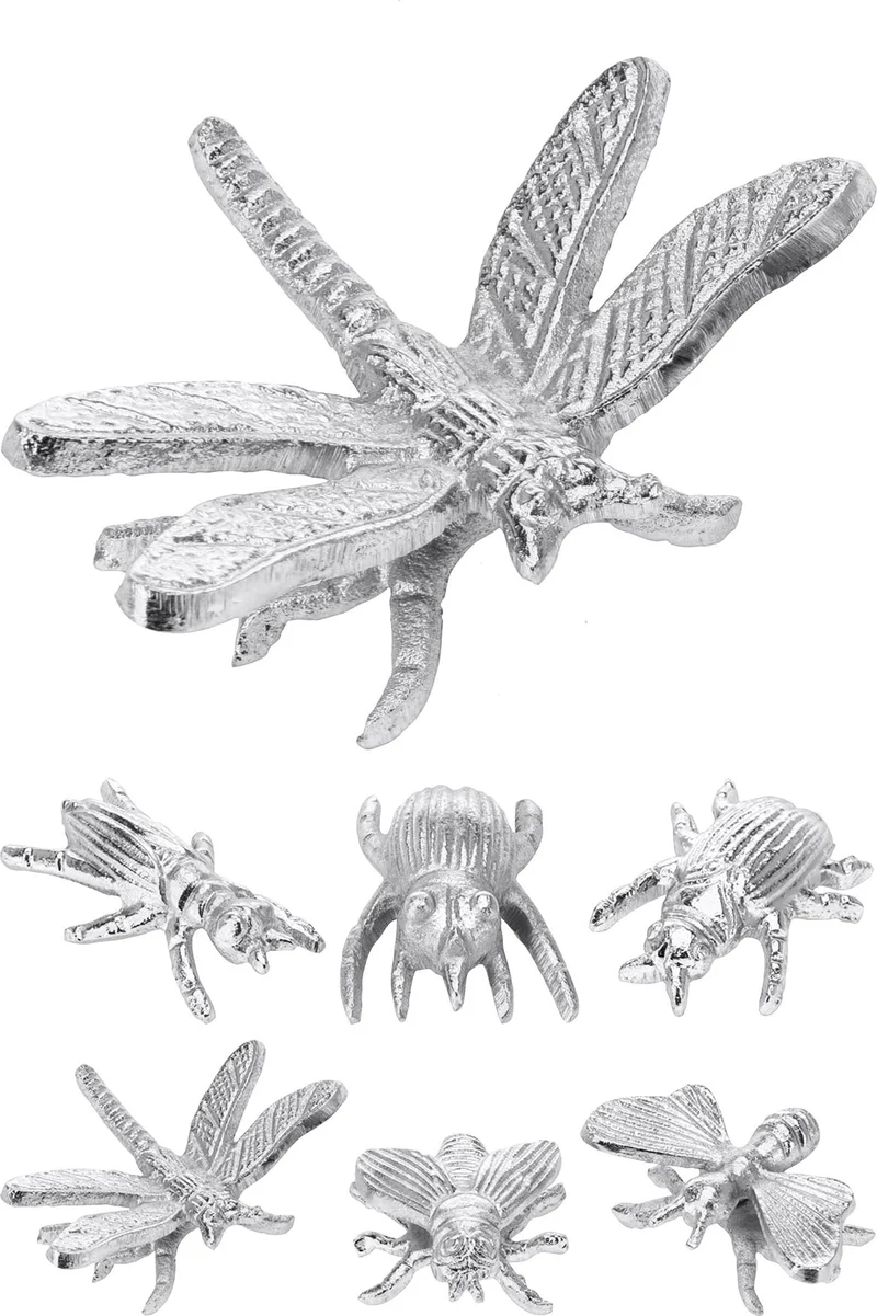 Insecten aluminium Zilver 7cm 6 assortie