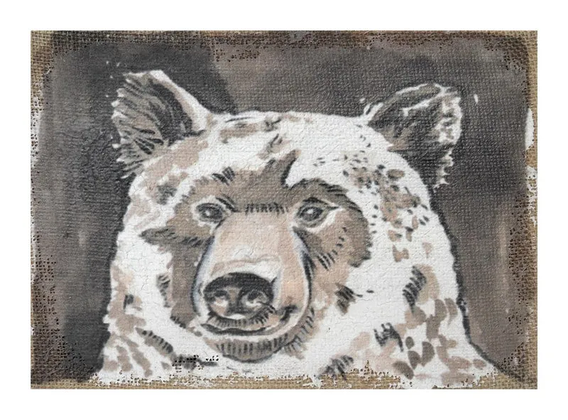 Linen wall art "Bear" 21x30x2.5cm Multi