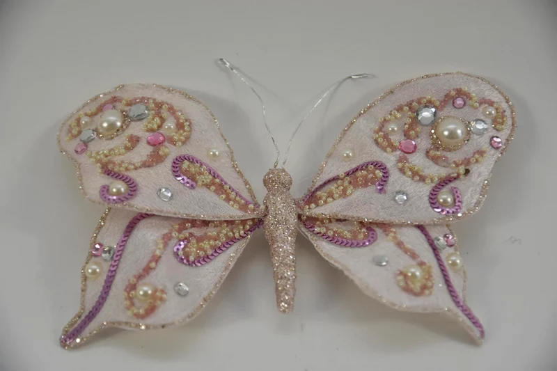 poly vlinder o/c glitter roze 20x15cm