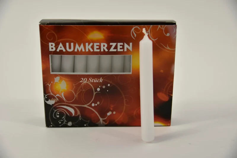 Kerstboom kaarsjes wit doosje á 20 stuks