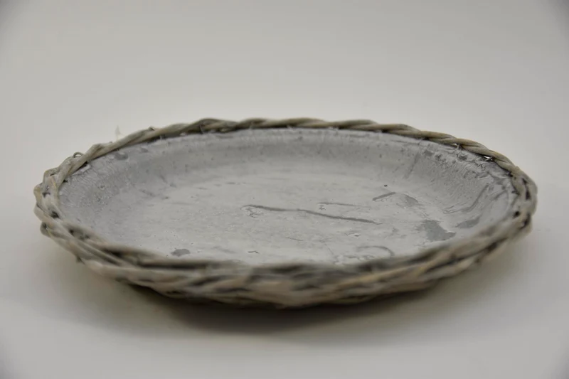 Zinkplateau in riet greywash 32cm