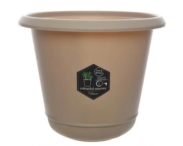 plastic flower pot taupe dia11x10cm