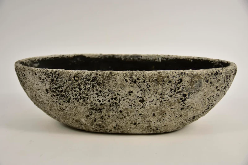 Schaal Lava ovaal M 40,5x17,5x12,5cm Steengrijs