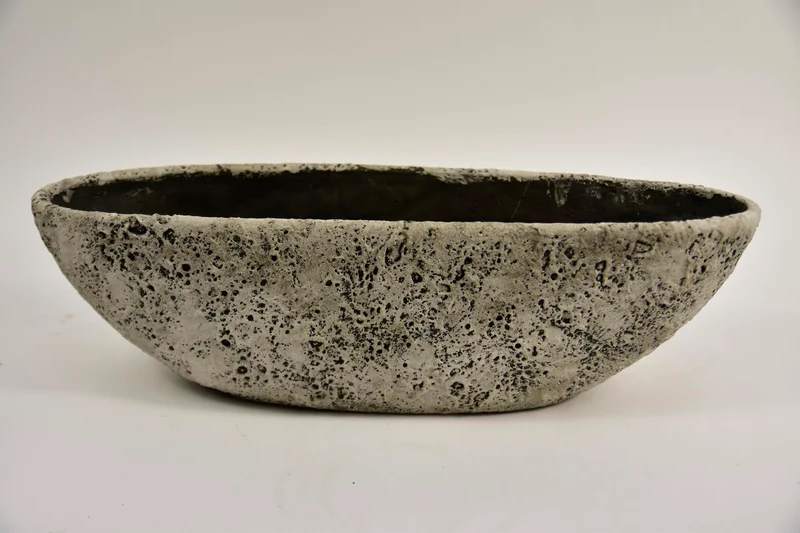 Schaal Lava ovaal L 55x19x16,5cm Steengrijs