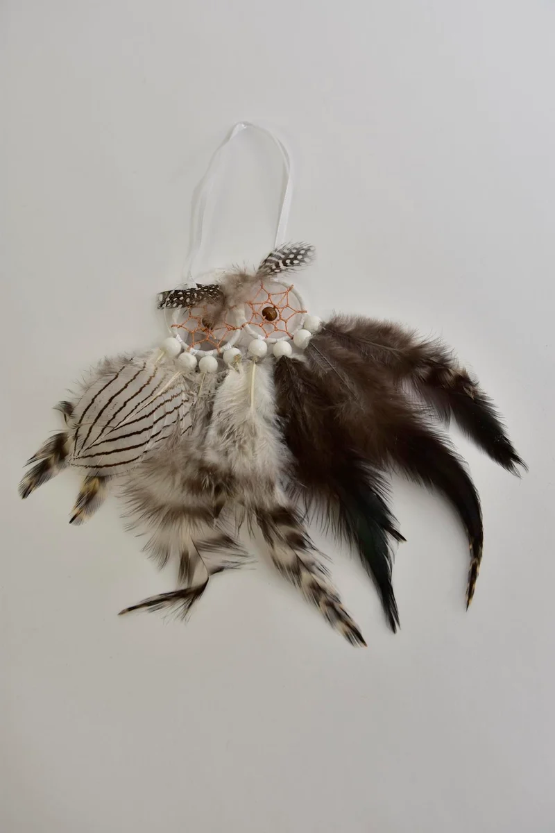 Swingtag a 1 feather dreamcatcher owl 14x28cm