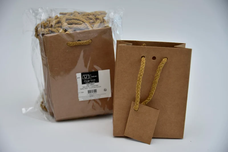 Pak a 20 tasje bruinkraft met koord 11,4+6,4x14,6cm