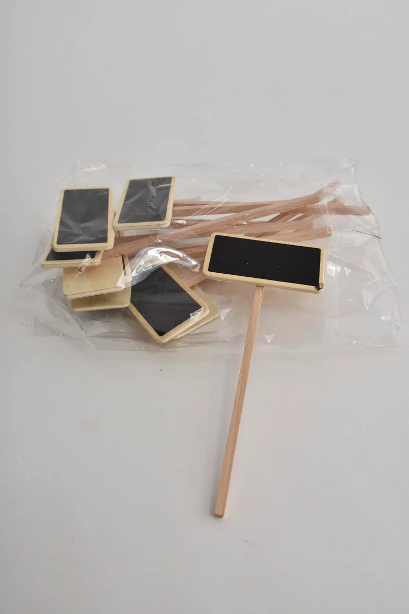Houten steeketiket 12cm bordje 6x3cm per 10 stuks