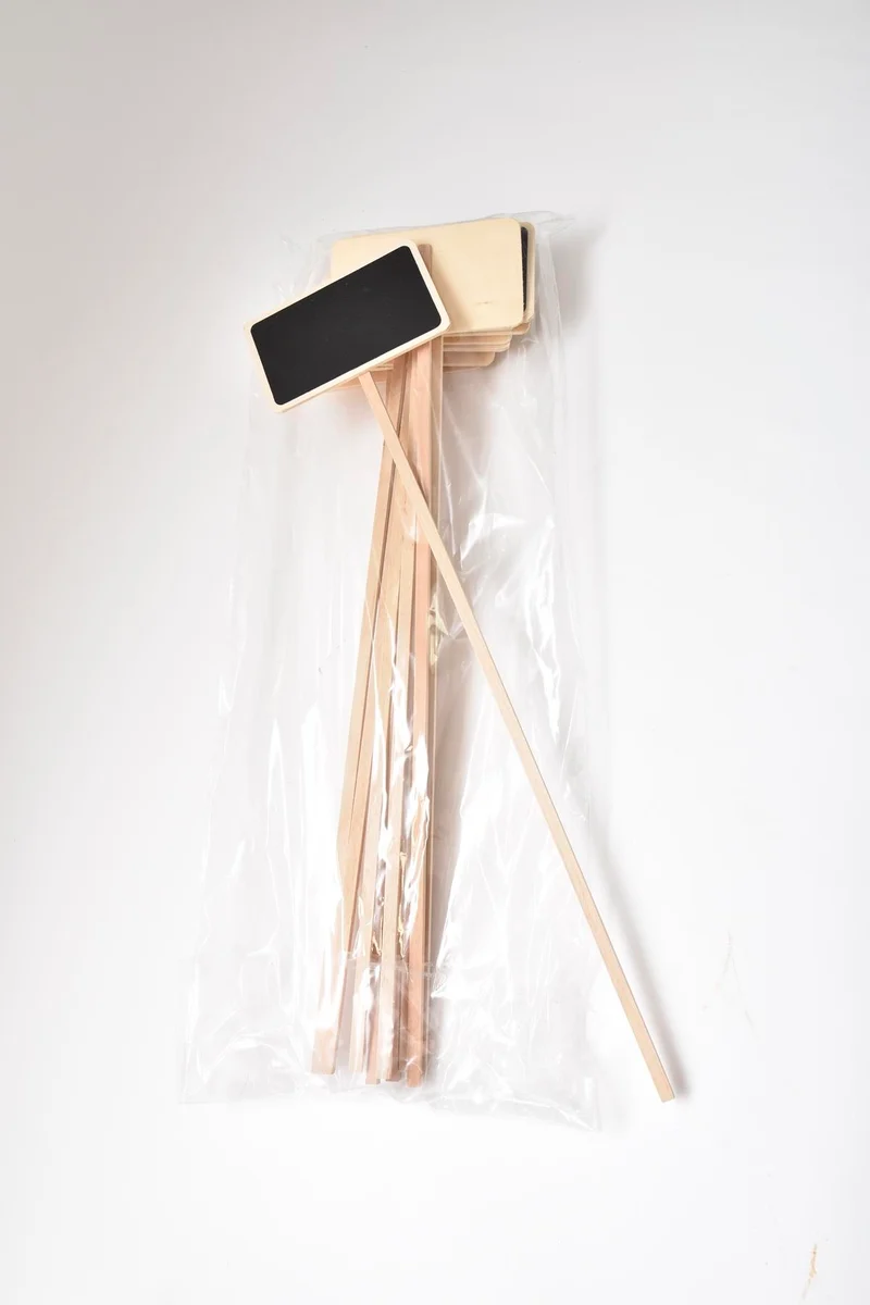 Houten steeketiket 40cm bordje 10x6,5cm per 10 stuks
