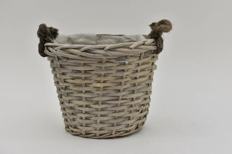 Oorpot riet met jute oren 24x19cm Grijs