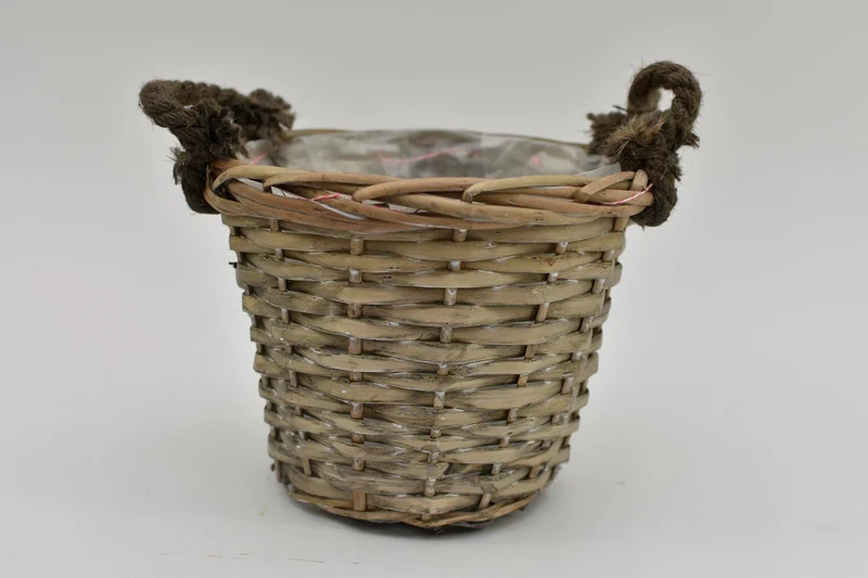 Oorpot riet met jute oren 20x16cm Grijs