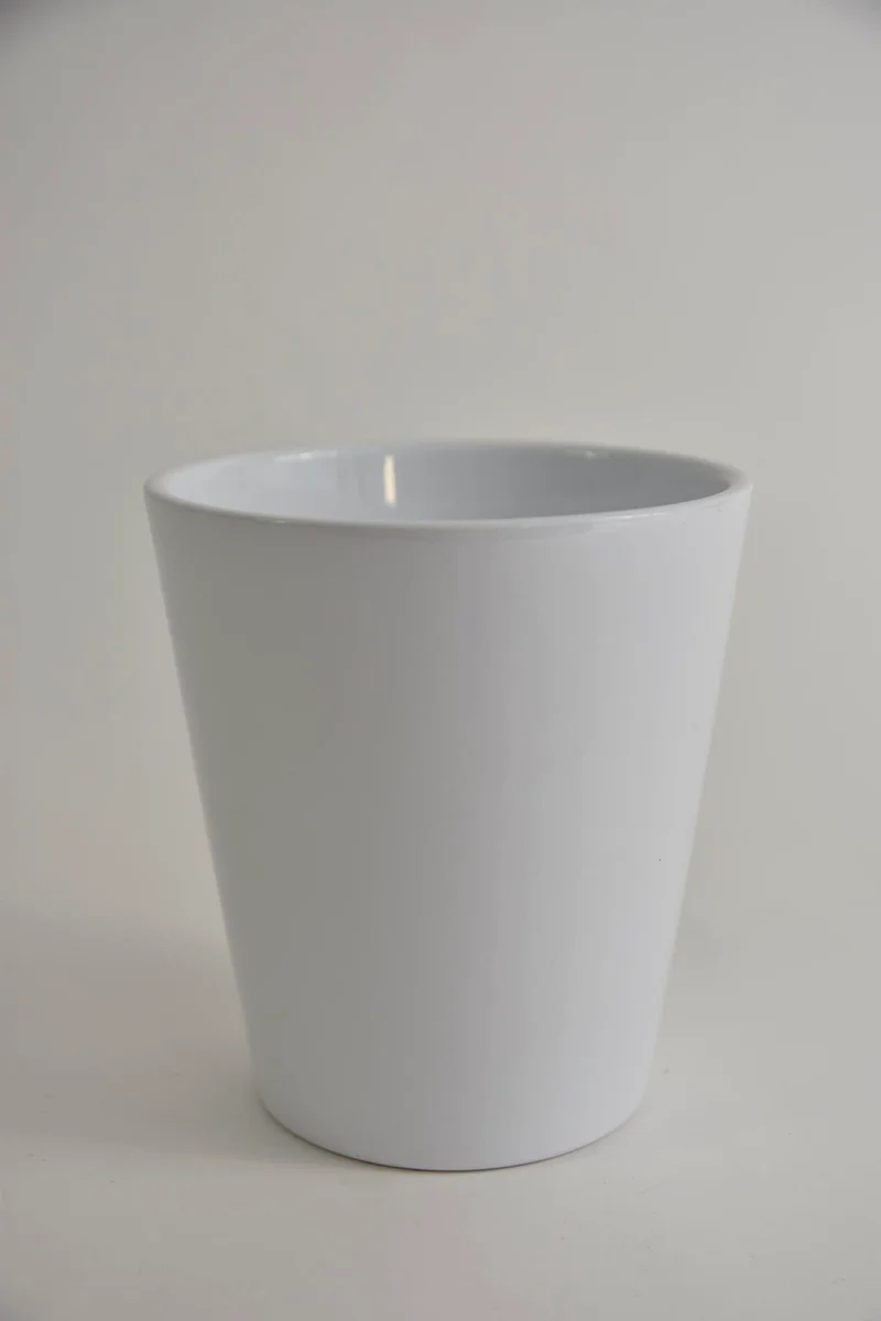 Konische (orchidee) vaas wit glans 15cm serie 441