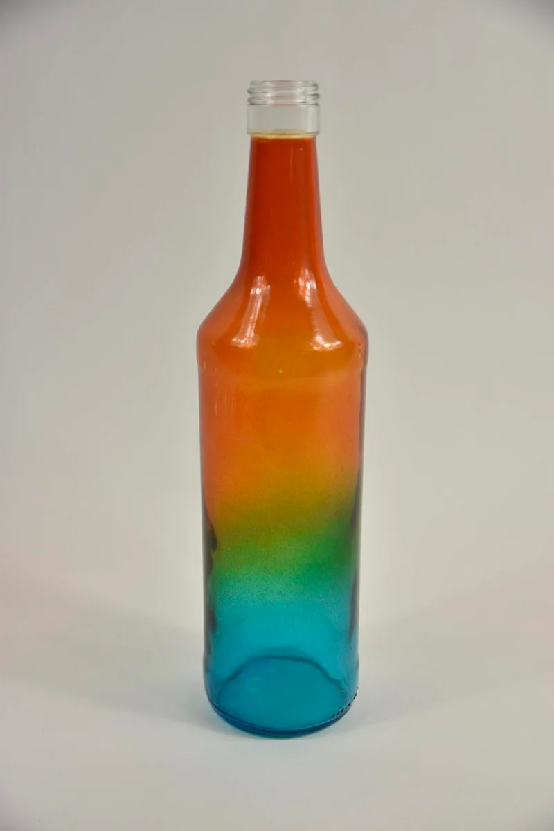 Glazen fles multikleur D7 H29cm