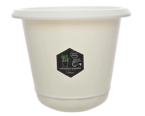 plastic flower pot off-white dia11x10cm