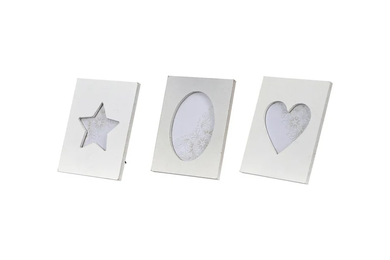 Wooden photo frame 12x0.9x15.7cm 3pc White