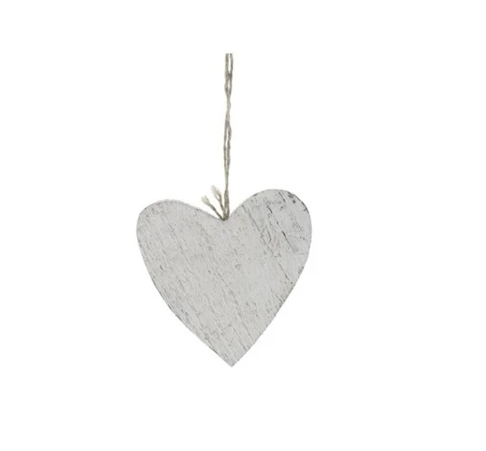 Houten hart 10x10cm 10 stuks white-wash