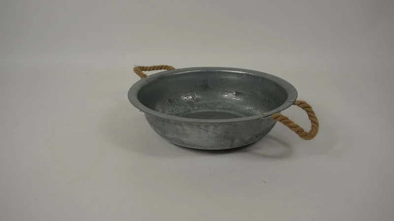 Zinkschaal met jute oren 31cm