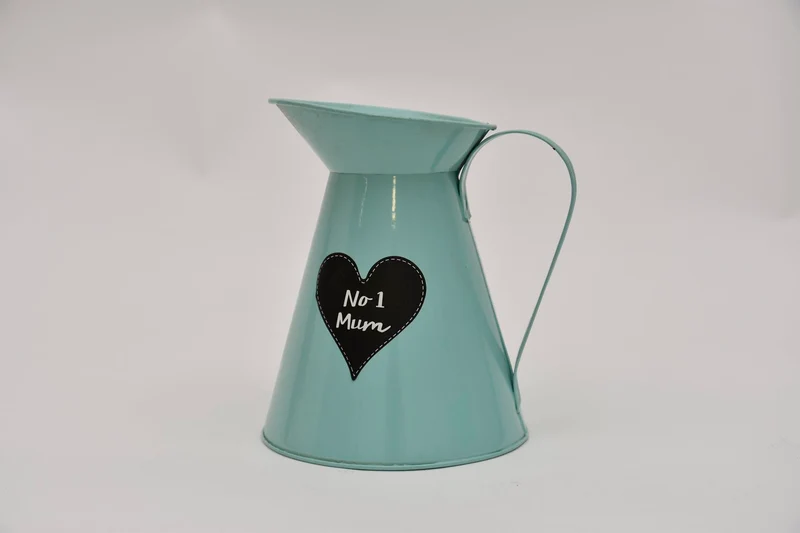 Melkkan zink pastelblauw ''No 1 Mum'' D14 H17,5cm