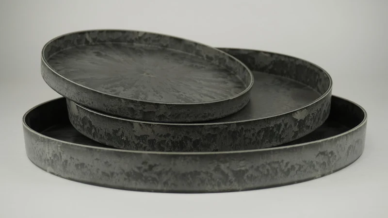 Set/3 Tray rond grijs 32/27/22cm